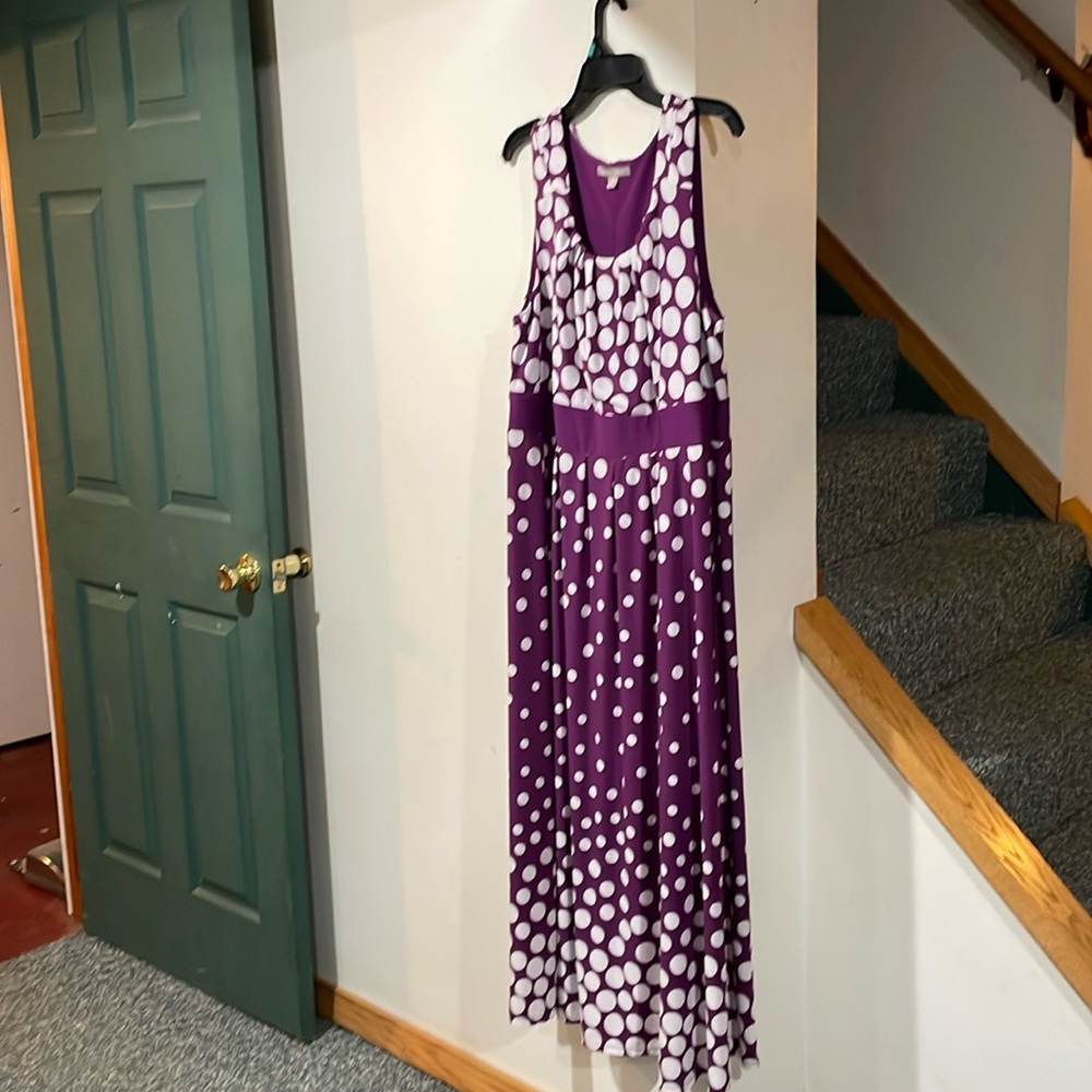 Woman Within Purple Polka Dot Dress, Long
